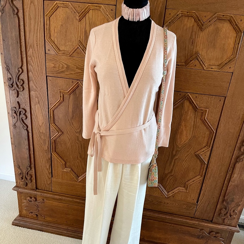 DKNY pink cardigan sweater